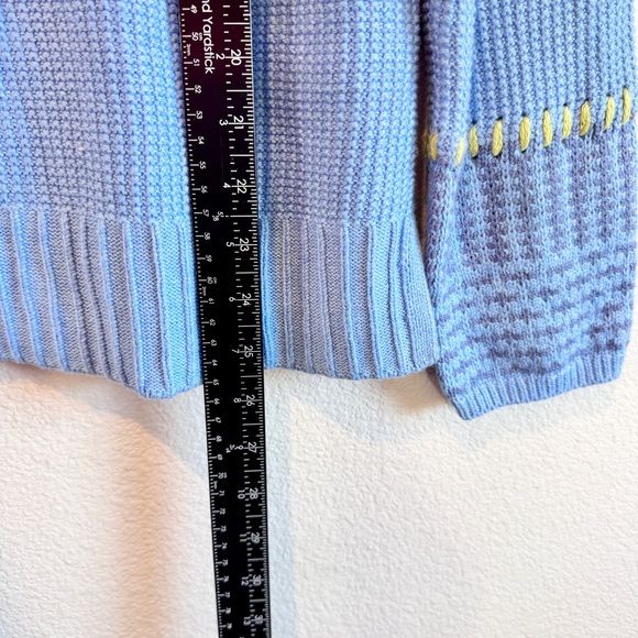 Coastal Preppy Textured V-Neck Sweater NIC+ZOE Blue Tipped Knit Cottagecore Chic - Picture 9 of 12